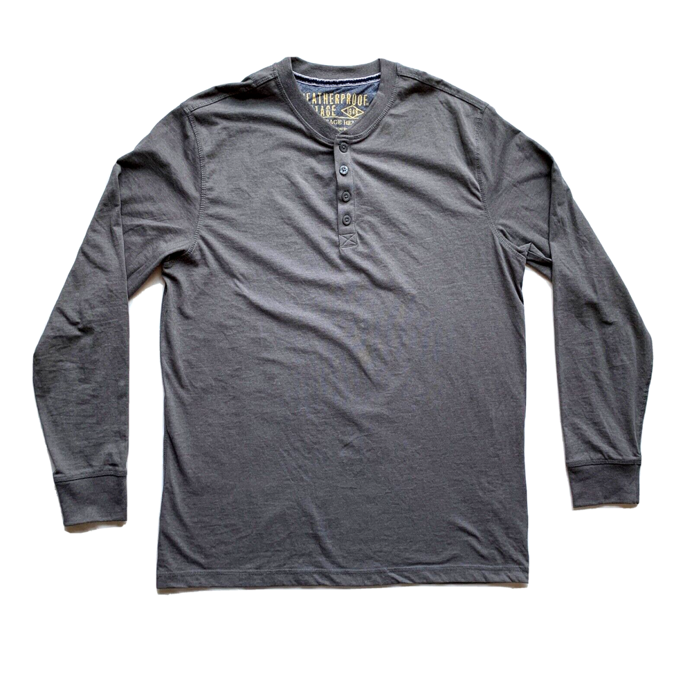 Weatherproof Vintage The Vintage Henley T Shirt Mens Large Long Sleeve Gray NEW