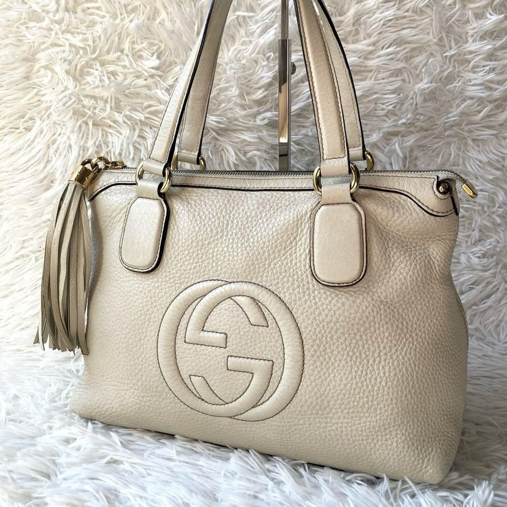 GUCCI Ivory Leather Tote Bag Authentic G0804461