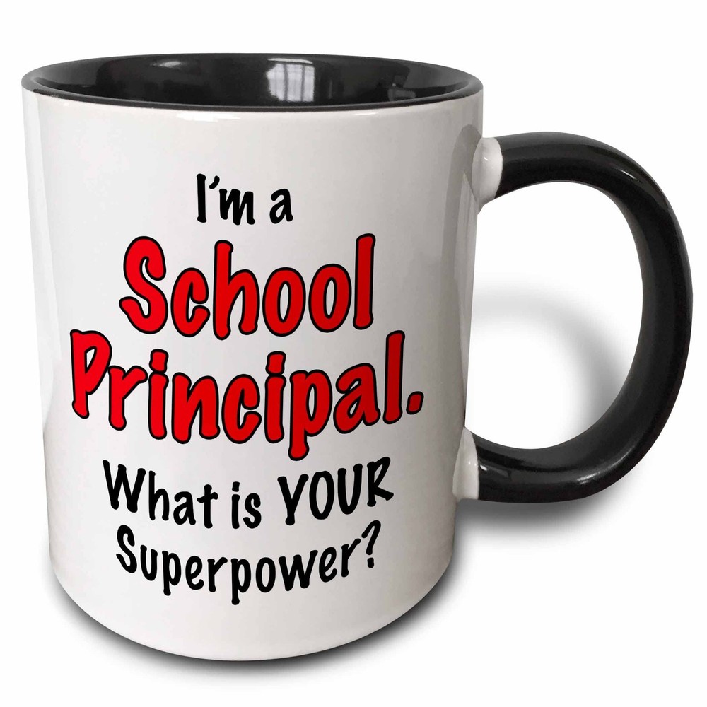 3dRose I'm A School Principal What Is Your Superpower Red Black Two Tone Mug