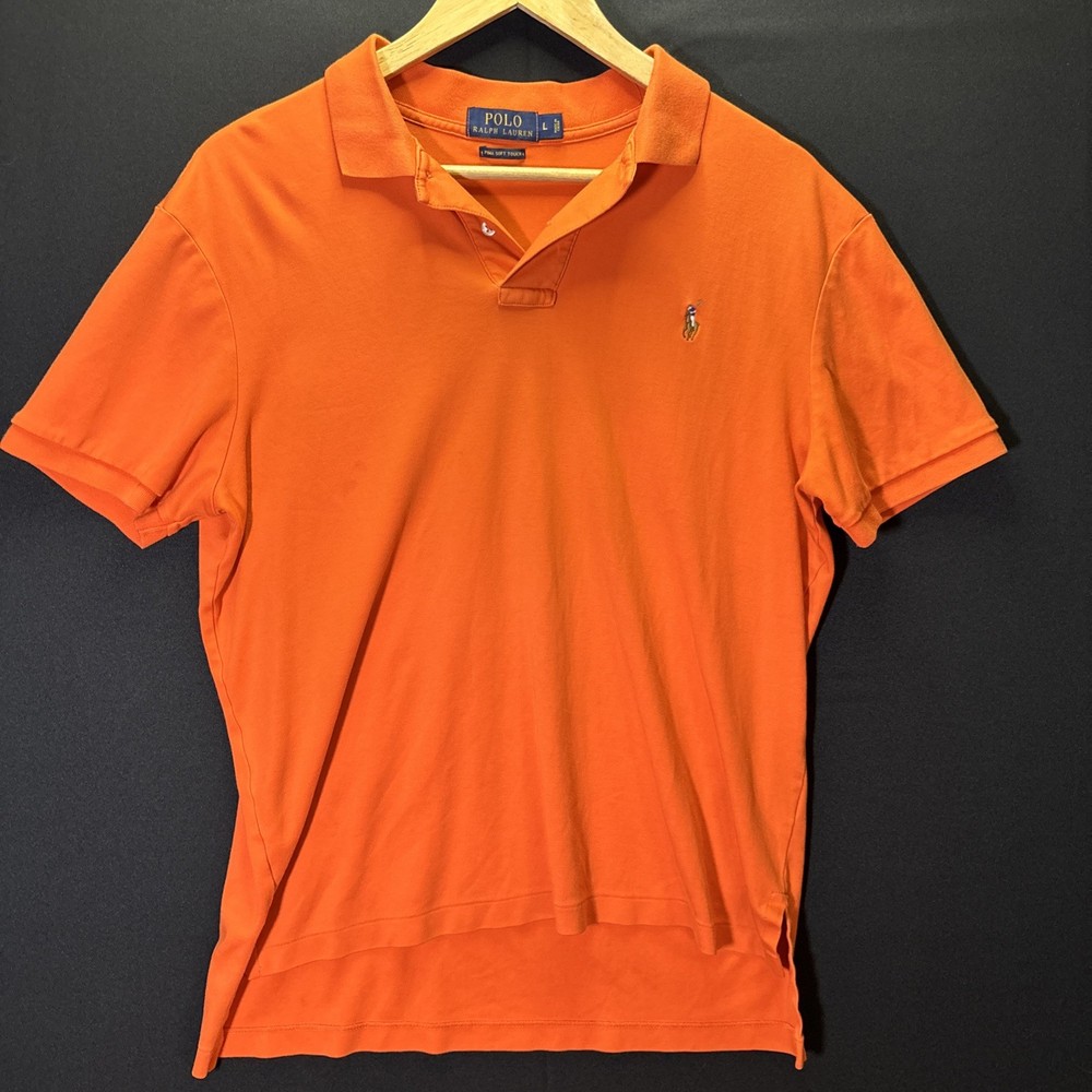Polo Ralph Lauren Men's L Polo Orange Flesh Pony Pima Soft Touch Preppy