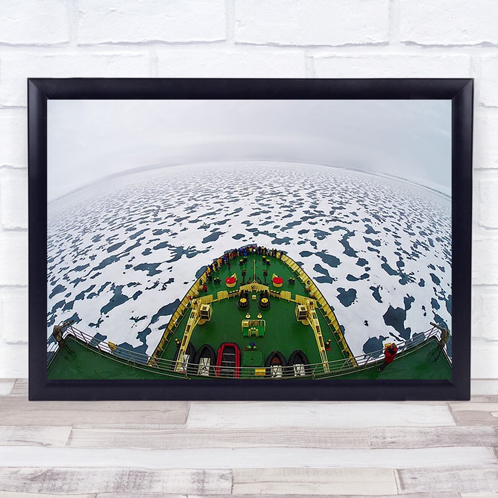 Arctic Ocean Pattern Ship Fisheye Russia Transportation Wall Art Print