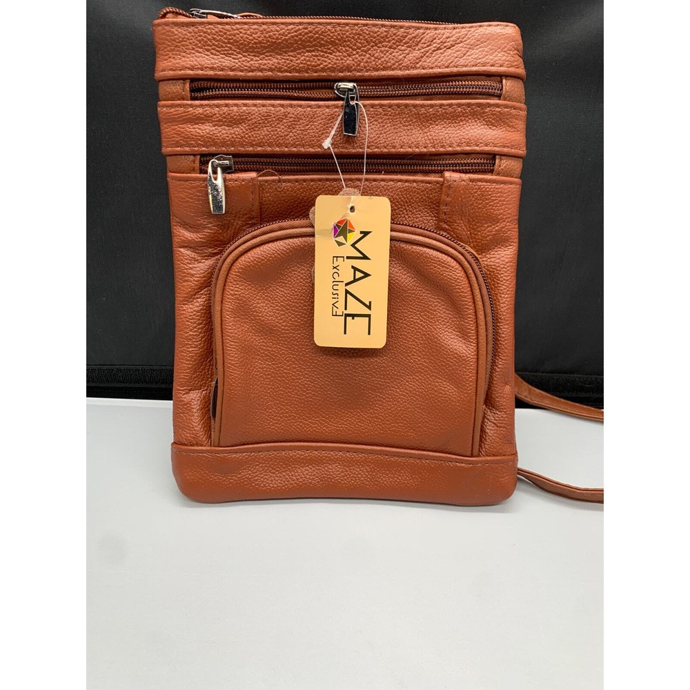 Maze Exclusive Genuine Soft Leather Crossbody Purse Bag Brown Live Your Life