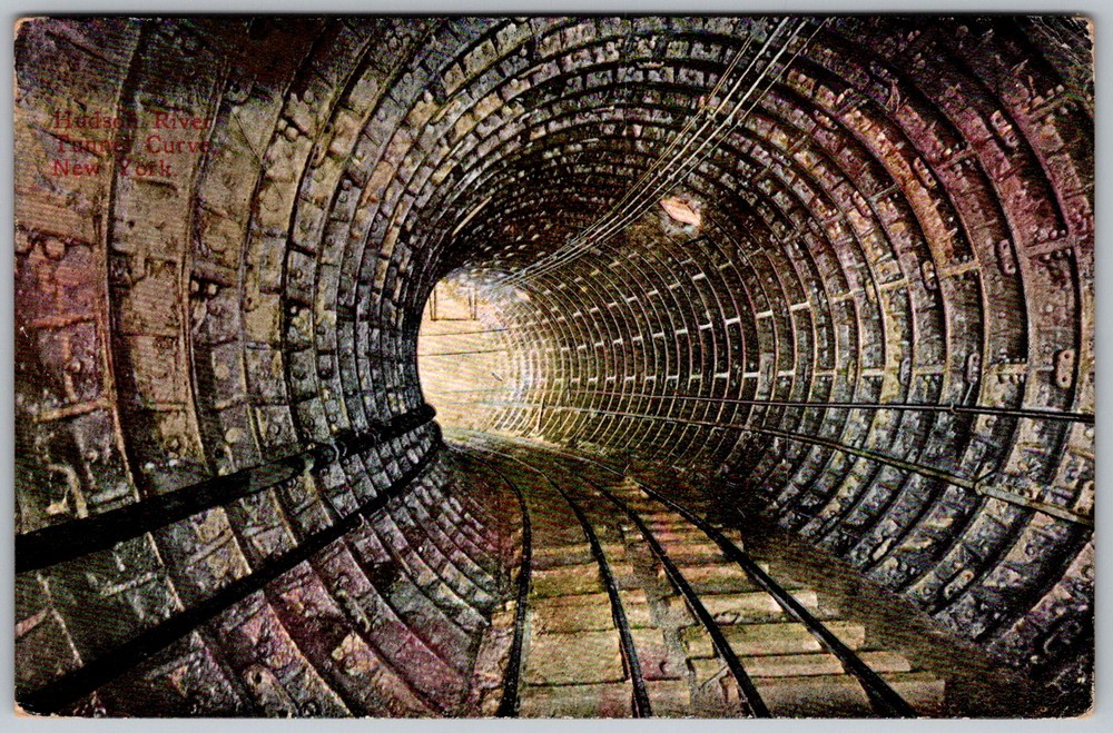 Antique Postcard Hudson River Tunnel Interior New York, NY 1910s