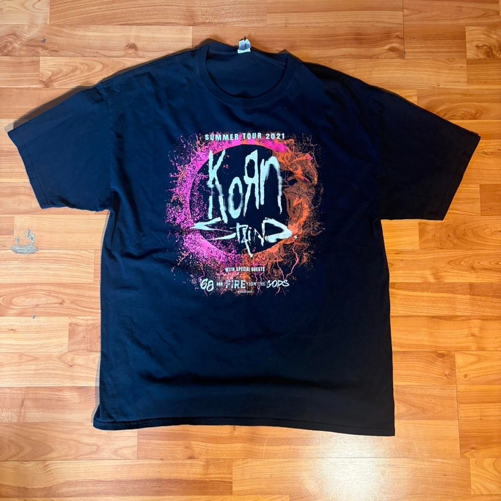 2021 Korn Staind Tour T Shirt Black XL Nu Metal Band Tee Concert Graphic Rock