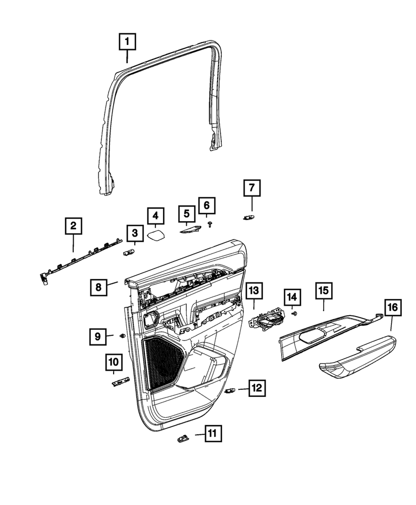 Genuine Mopar Rear Door Trim Panel Right 7GS761X7AA
