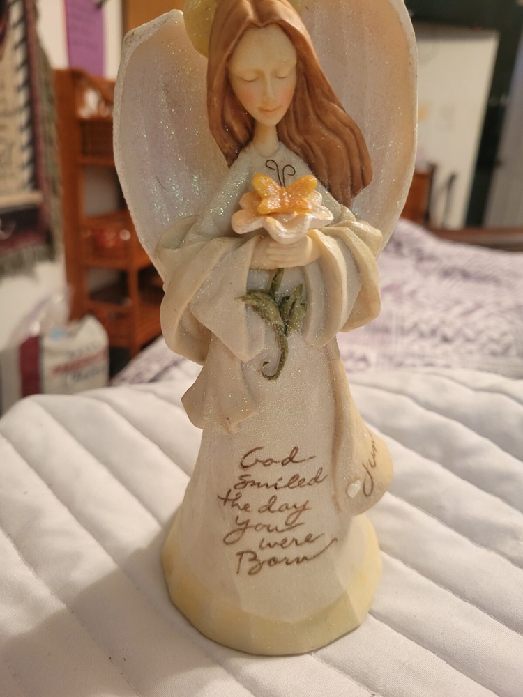Foundations by Enesco Angels June Birthday ~[ God Smiled The Day You Were Born ]