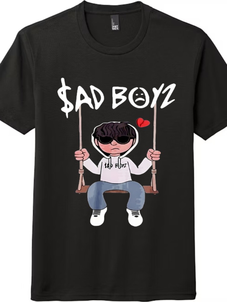 Sad Boyz Cartoon Swing Graphic T-Shirt, Reggaeton Fan Tee