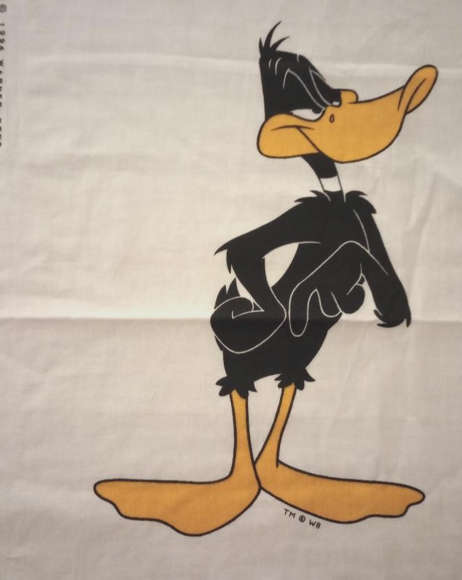looney tunes daffy duck fun fabric large print 12.5 x 7.5  inch 1pc new
