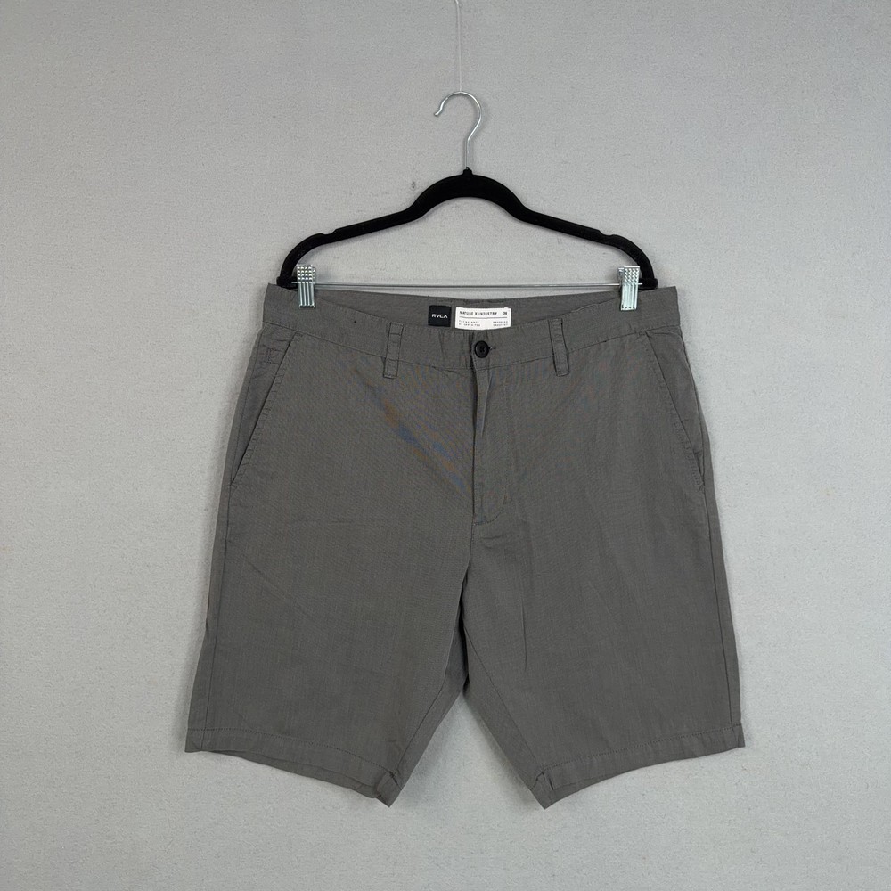 RVCA Shorts Mens 36 Gray Chino 100% Cotton Flat Front Casual Skate Streetwear