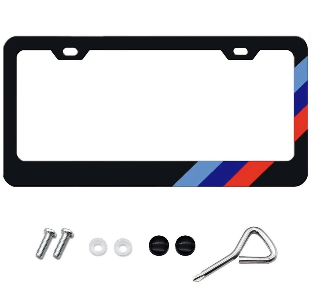 For B-M-W Accessories Tri 3 Color Car SUV License Plate Tag Frame M Power Cover