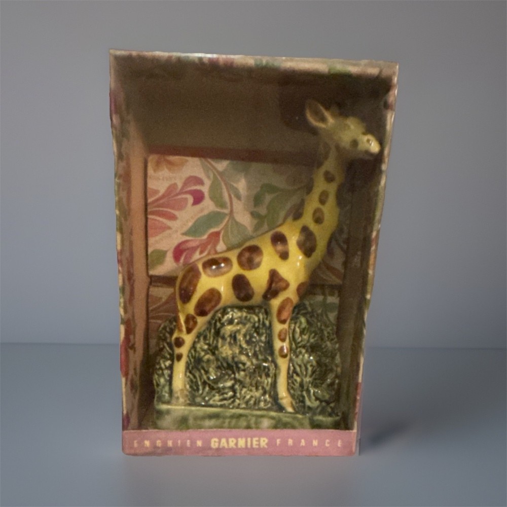Garnier Giraffe Shaped Liquor Bottle Collectible Yellow Brown Green