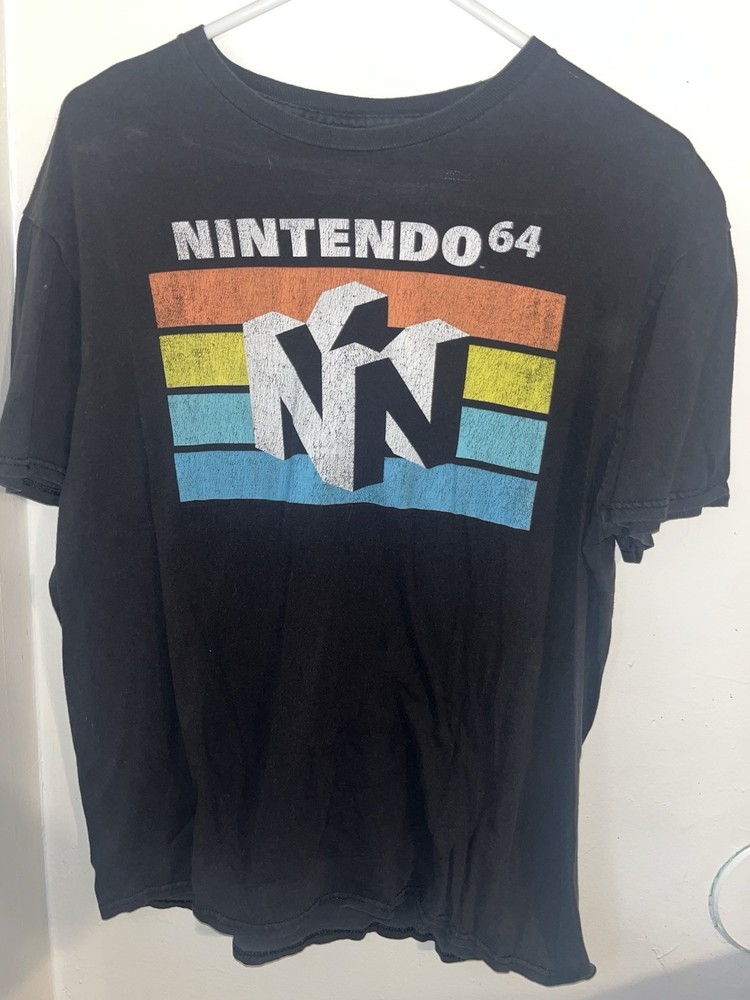 Nintendo 64 Men's Black Graphic Logo Crew Neck Short Sleeve T-Shirt Size L