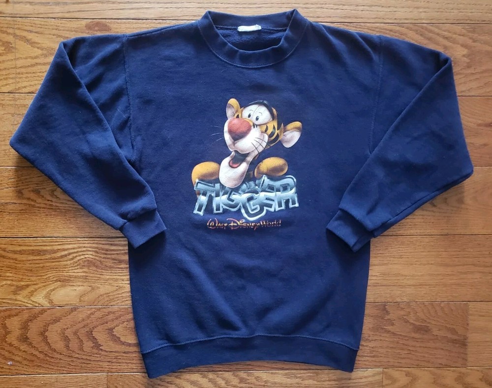 Vintage Tigger Walt Disney World Sweatshirt Adult Small Blue Crewneck USA Made