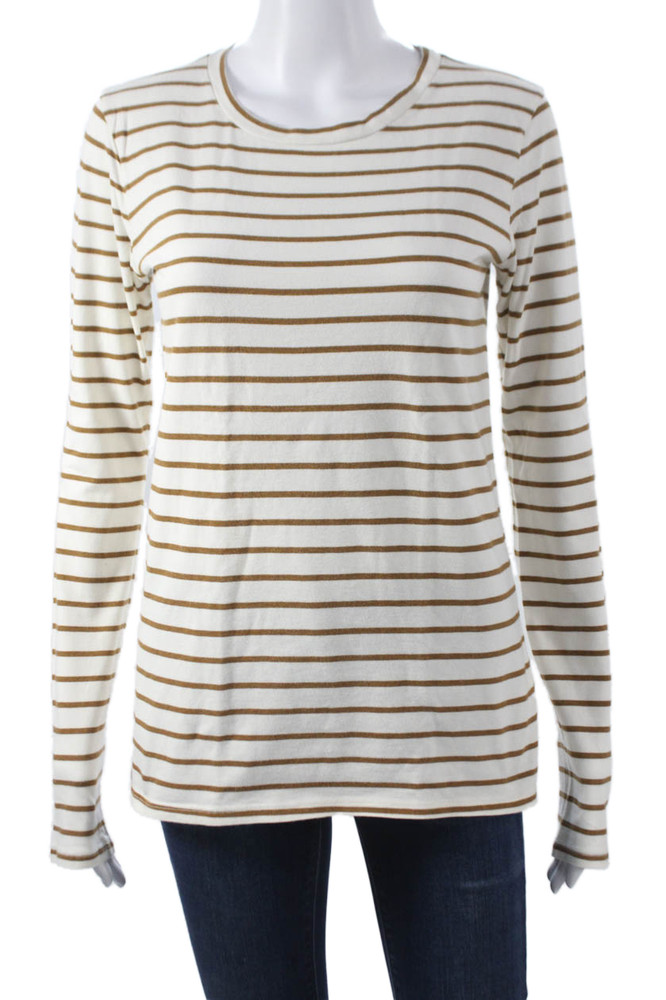 Nili Lotan Women Basic Striped Cotton Crew Neck Long Sleeve T-Shirt Size SFree Shipping in US $100+ Orders | $6.95 Orders Below
