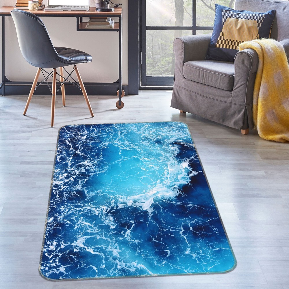 3D Blue Ocean Waves ZHUC2358 Game Non Slip Carpet Mat Photo Carpet Amy
