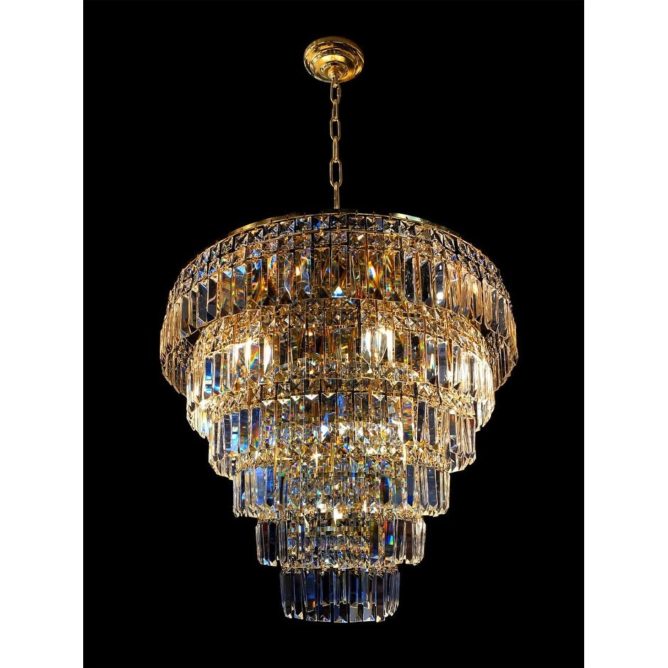 28-Inch Round Clear Crystal Flush Mount Chandelier