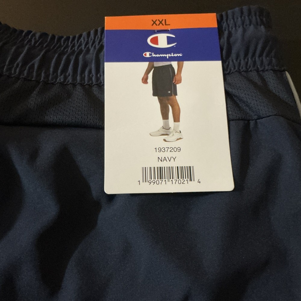 Champion Men’s Navy Polyester Shorts XXL Elastic Waist Logo MPN 1937209