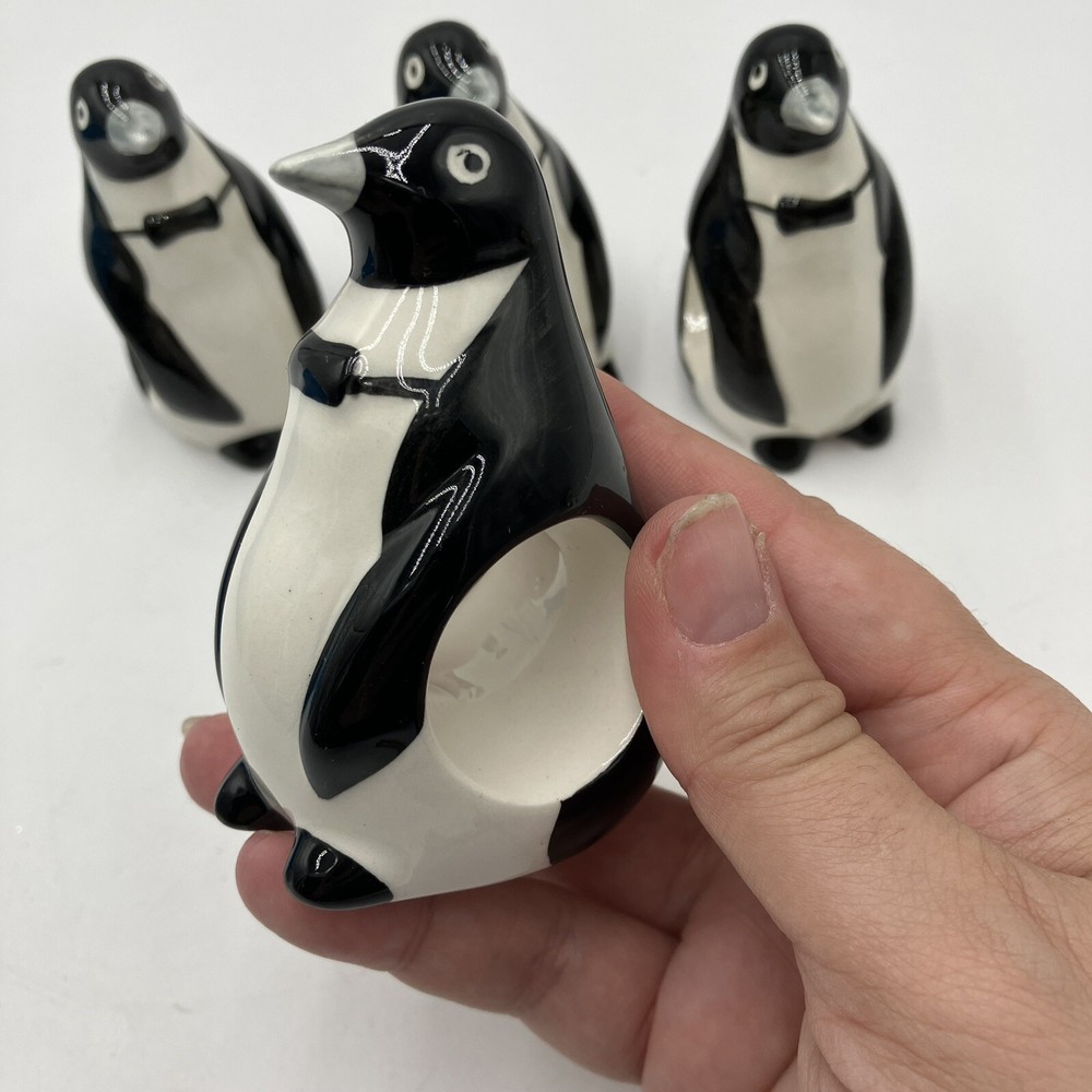Ron Gordon Penguins Napkin Holders VTG Christmas Home Decor Holiday - 4 In Set