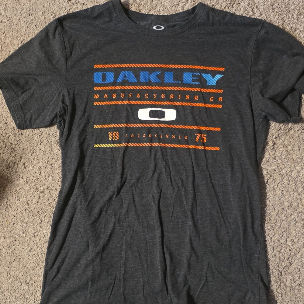 Oakley Graphic Print Crew Neck Regular Fit T-Shirt Dark Gray Men's Size L