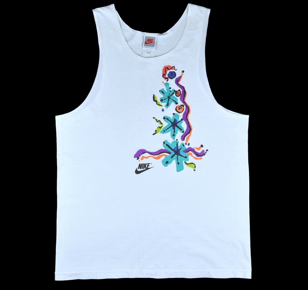 Vintage Men's Nike Graphic Muscle Tank Top Size M Abstract Print '90s-image