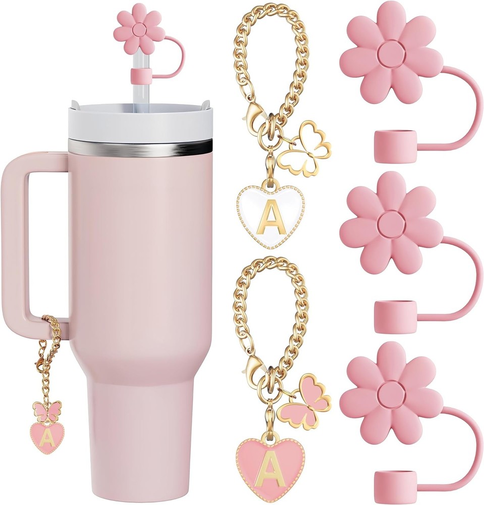 Stanley Cup Hot Pink Straw Toppers 3PCS Accessory Set