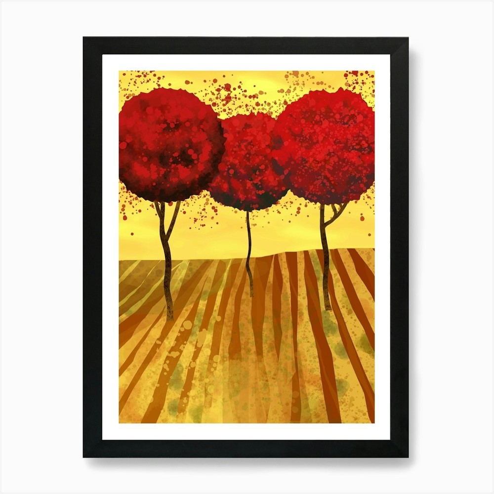 Red Trees Art Print Framed Wall Art Poster Canvas Print Picture