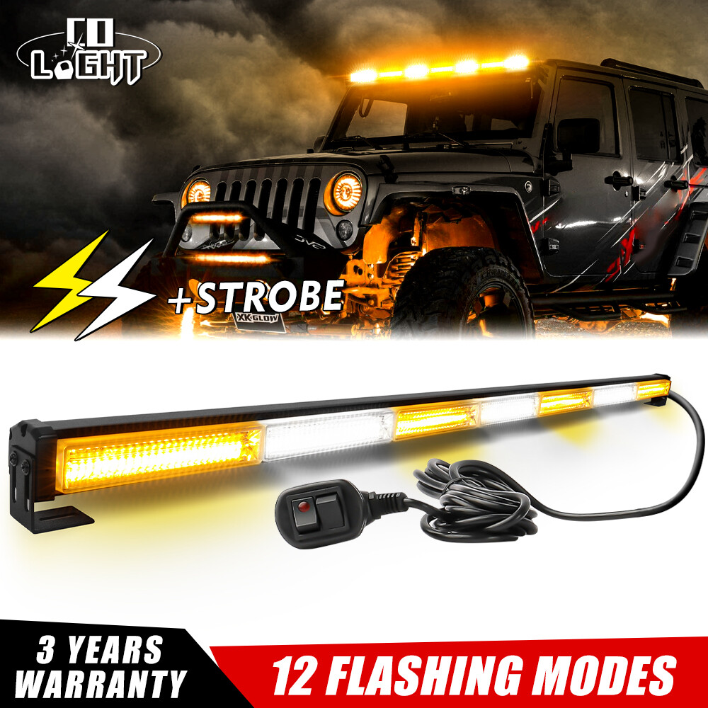 40'' LED Emergency Light Bar Strobe Warning Lamp Amber/White UTV 4WD OFFROAD 4x4