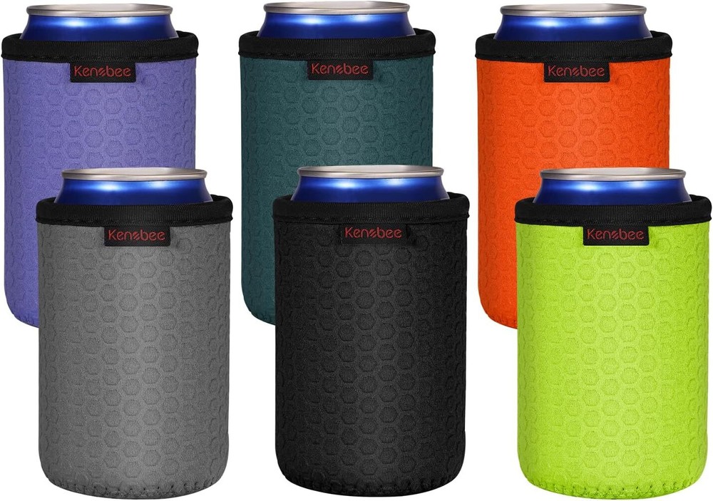 6 Pack 12oz Standard Can Cooler Sleeves, Soft Insulated Neoprene Can Coolier