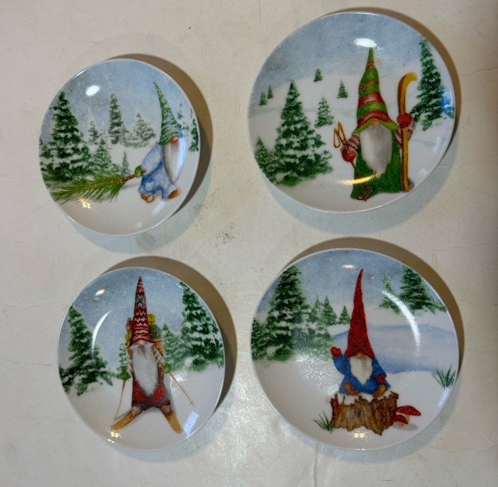 Gnome Ceramic 6 In. Diameter Dessert Plate Set Of Four By Madison Studio