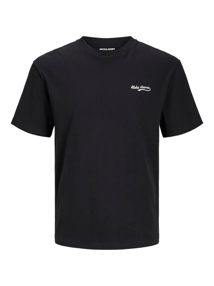 Jack & Jones JJZEKIEL Black 100% Cotton Crew Neck T-Shirt