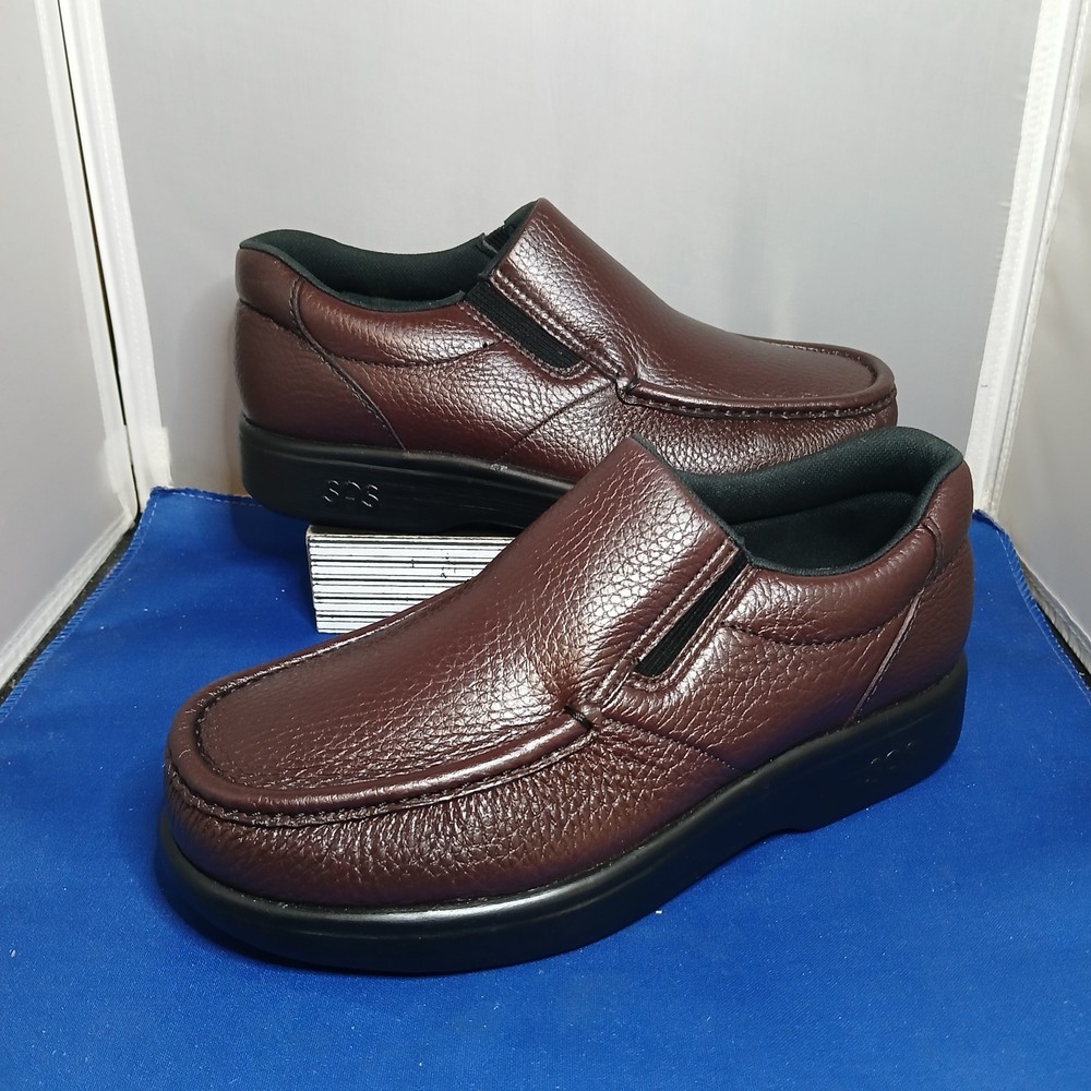 SAS Mens Comfort Slip On Side Gore Loafers Cordovan Brown Leather Shoes Sz 6.5 M