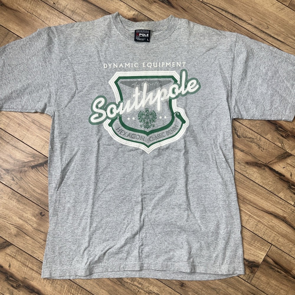 VTG Southpole T Shirt Mens Large Grey Shield Logo Rap Hip Hop Y2K