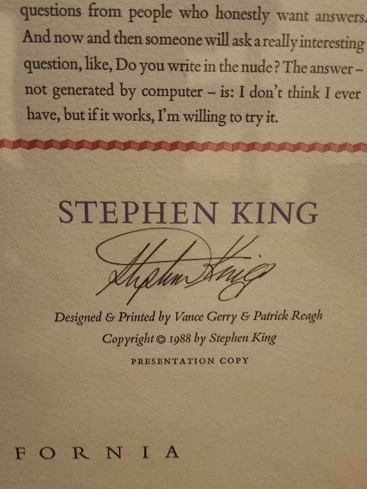 RARE Framed Stephen King Signed Letters From Hell PRESENTATION COPY /100 Archive