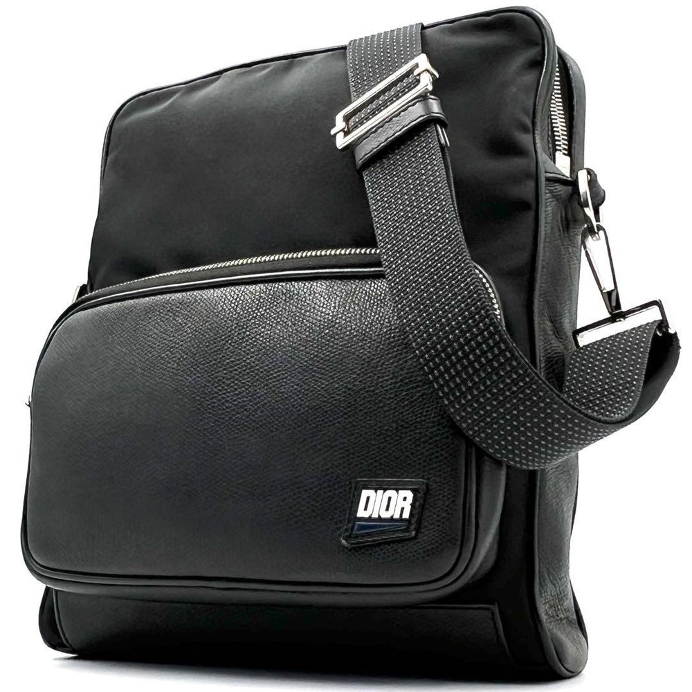Dior Men Stylish Black Leather Nylon Business Shoulder Bag