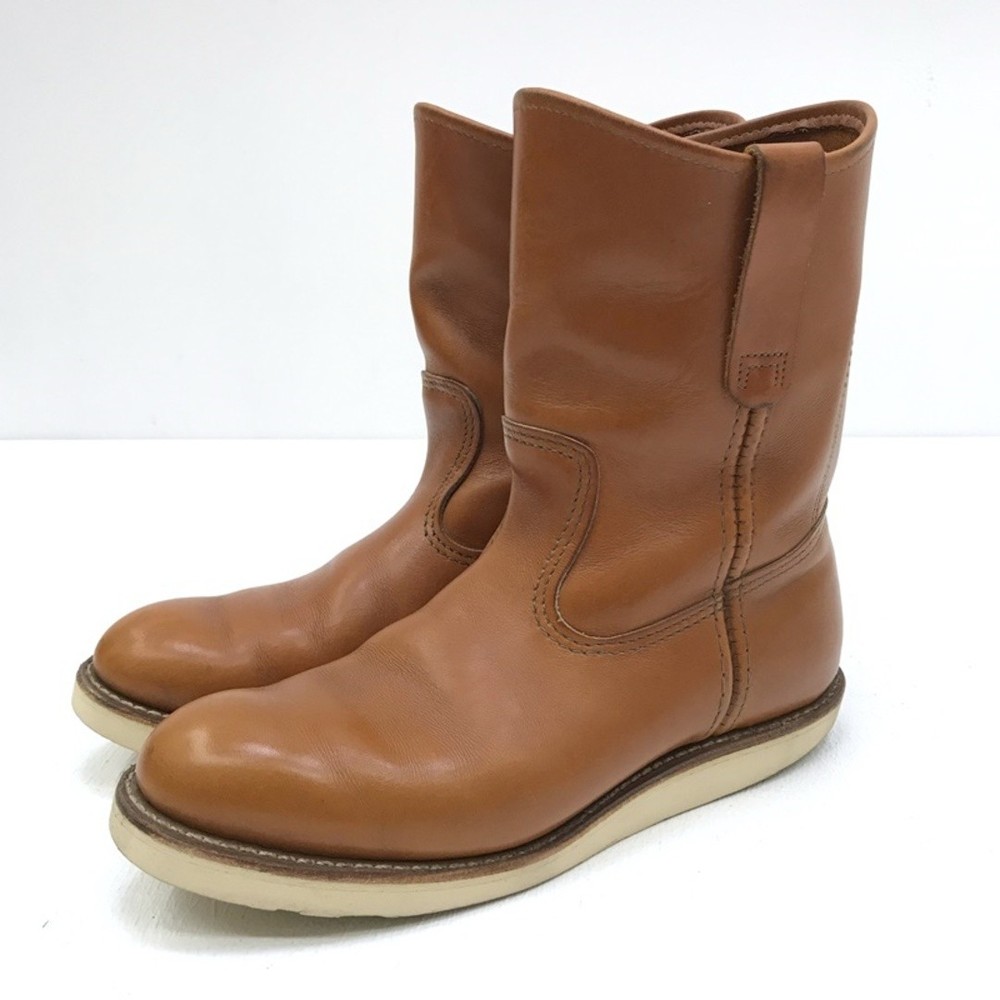 Red Wing Pecos Boots Brown Reprint Dog Tag 9866 Used Men's Size