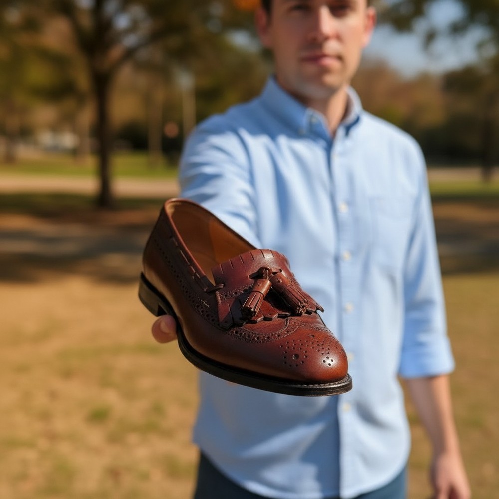 VTG Johnston & Murphy Optima Brown Leather Tassel Loafers Wingtip Men’s Size 9