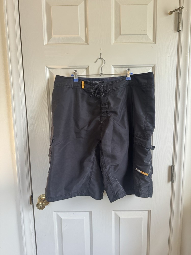 Vintage 1990s Black Oakley Software  Skull Reflective Cargo Shorts