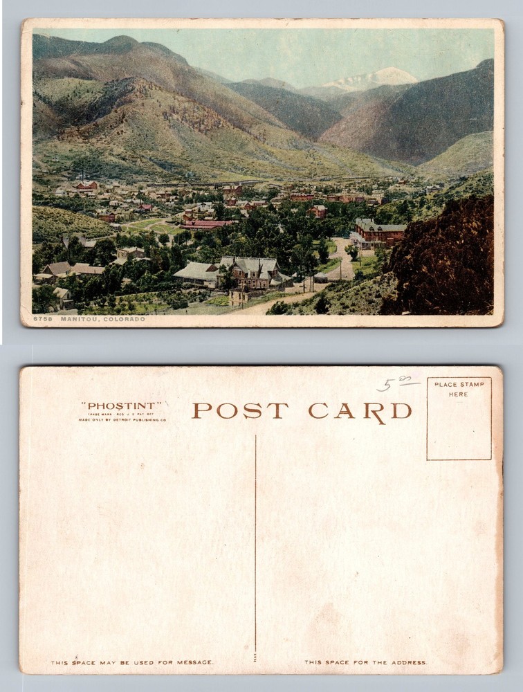 Manitou, CO-Colorado, Mountain Town Panorama Scene View Vintage Postcard