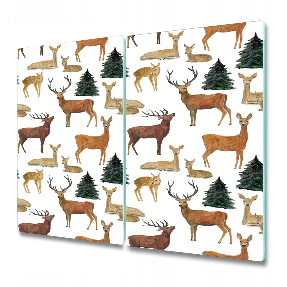 Glass Chopping Cutting Board Worktop Saver Forest deer brown and white 2x30x52