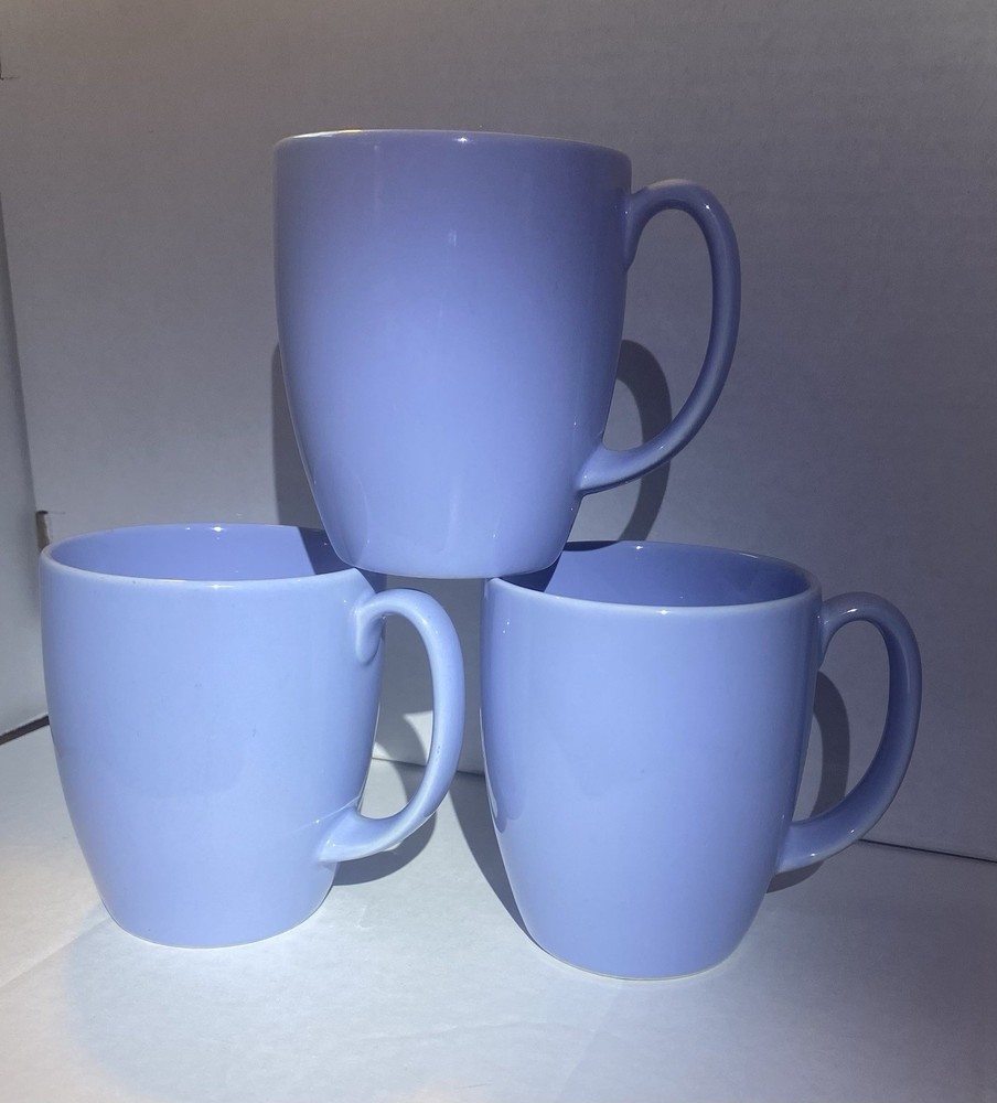 Corelle Coordinates Country Cottage Light Blue Ceramic Coffee Mugs Set Of 3