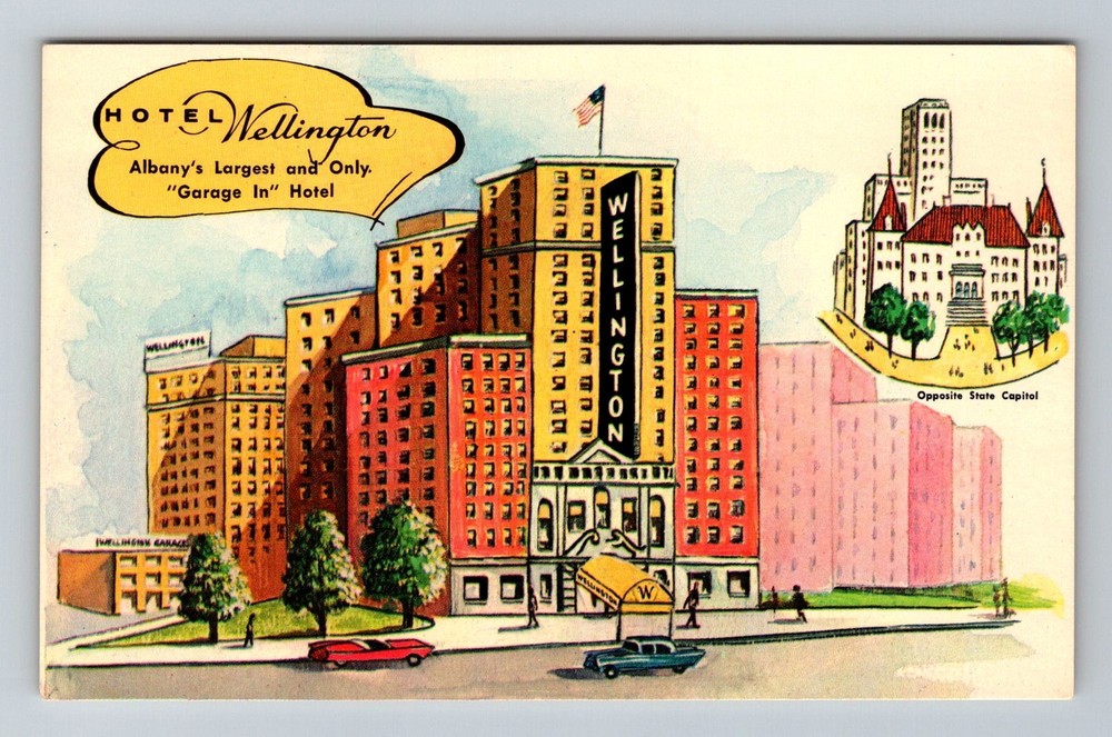 Albany, NY-New York, Hotel Wellington Opposite State Capitol Vintage Postcard
