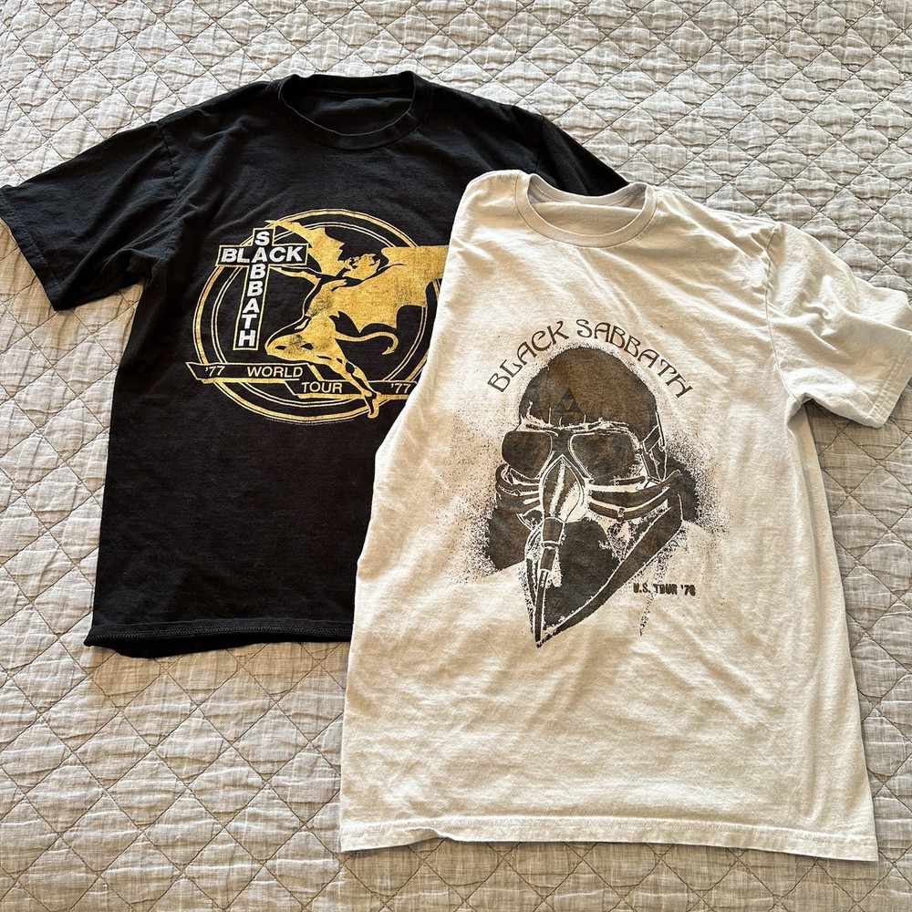 Black Sabbath Vintage Tour T-Shirt Lot 2 Men’s M Est Metal Band Tee 77 78 Rock