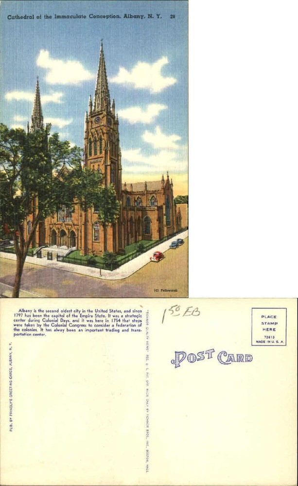 Immaculate Conception Cathedral Albany New York old postcard