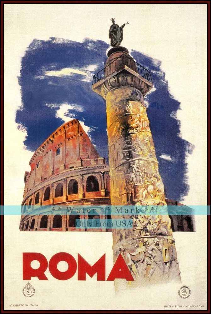 Roma 1935 Rome Italy The Eternal City Vintage Poster Print Retro Style Wall Art