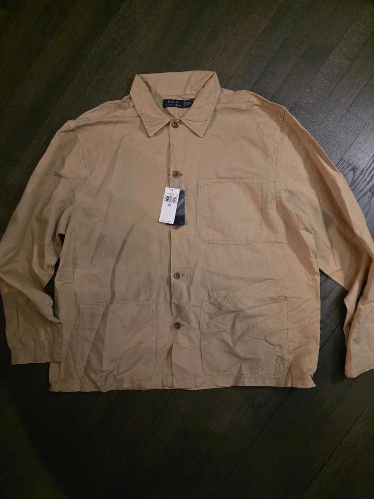 POLO Ralph Lauren Men’s Twill Utility Overshirt Chore Jacket Tan Beige  XXL NWT