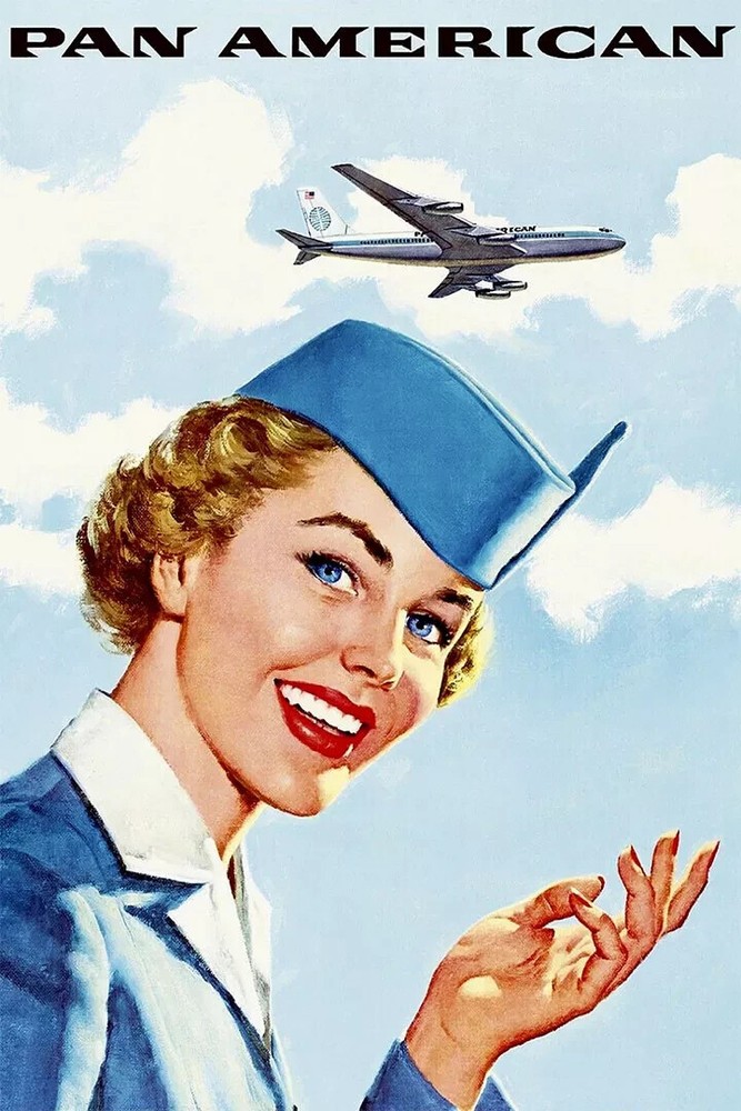 Vintage Pan American Airlines Travel Poster Art – 24x36 Inch Wall Decor