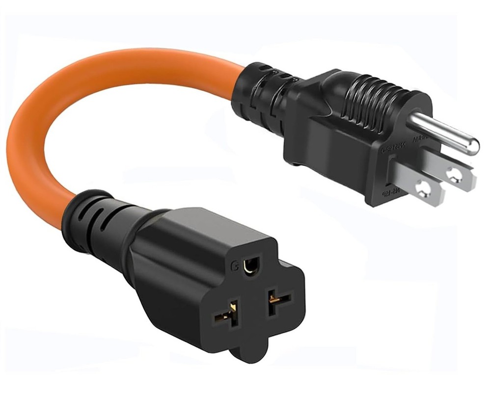 12AWG 20 Amp to 15 Amp Plug Adapter NEMA 5-20P Heavy Duty Cord NEW