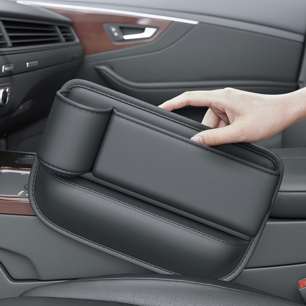 Left Side Car Seat Gap Filler Storage Box Cup Holder Organizer Bag Accessories