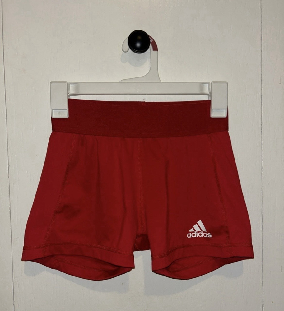 adidas Women's Red Athletic Activewear Shorts Elastic Waist Solid Size S