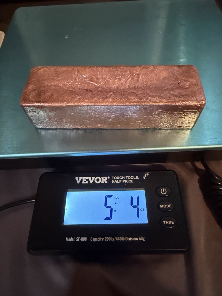 Copper Bar 5 lb 4 oz Raw Material for Casting, Machining, Craft, DIY Projects